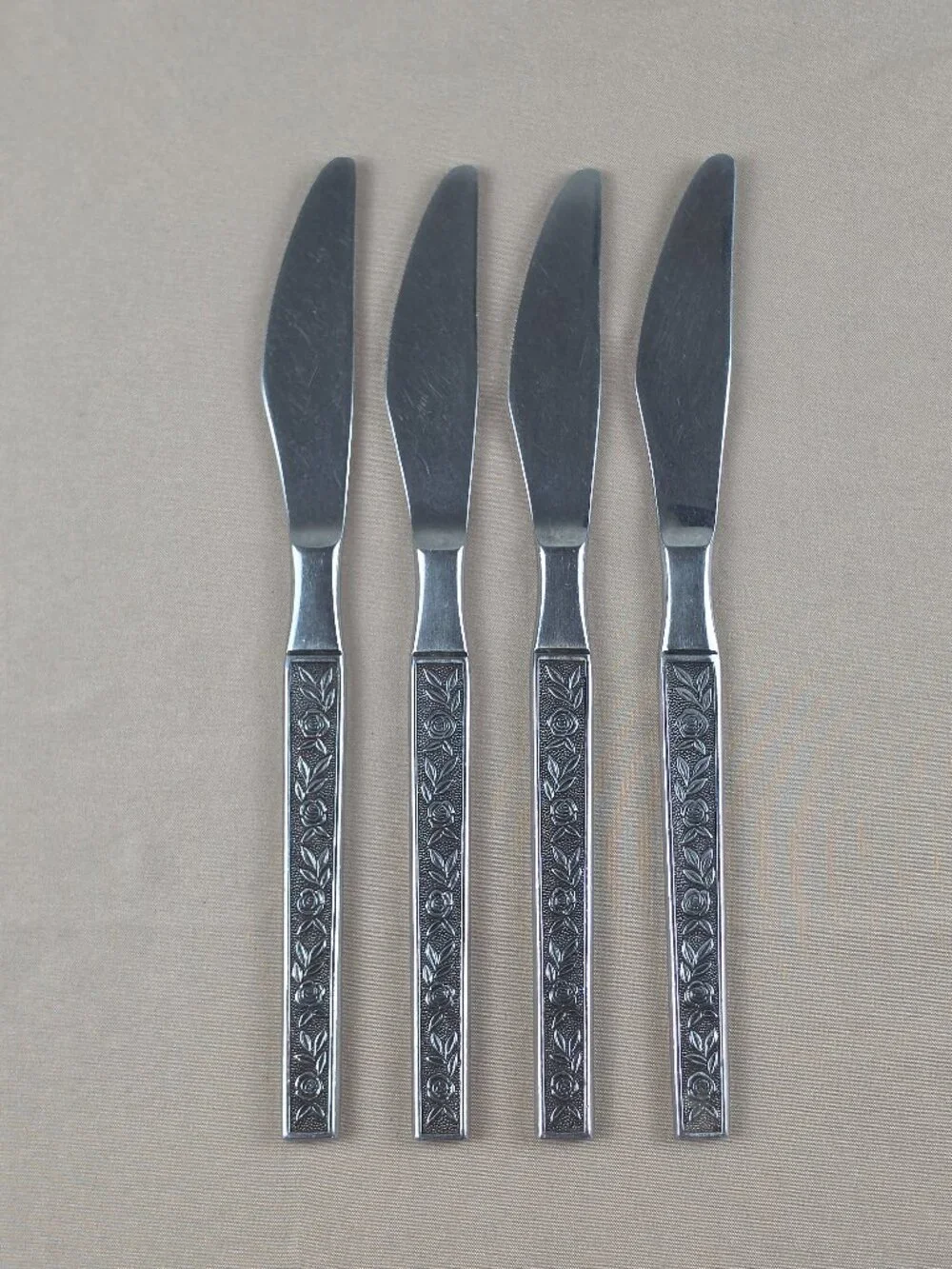 Vtg Interpur MEXICALY ROSE 4 Knives Silverware Flatware Stainless Steel JAPAN